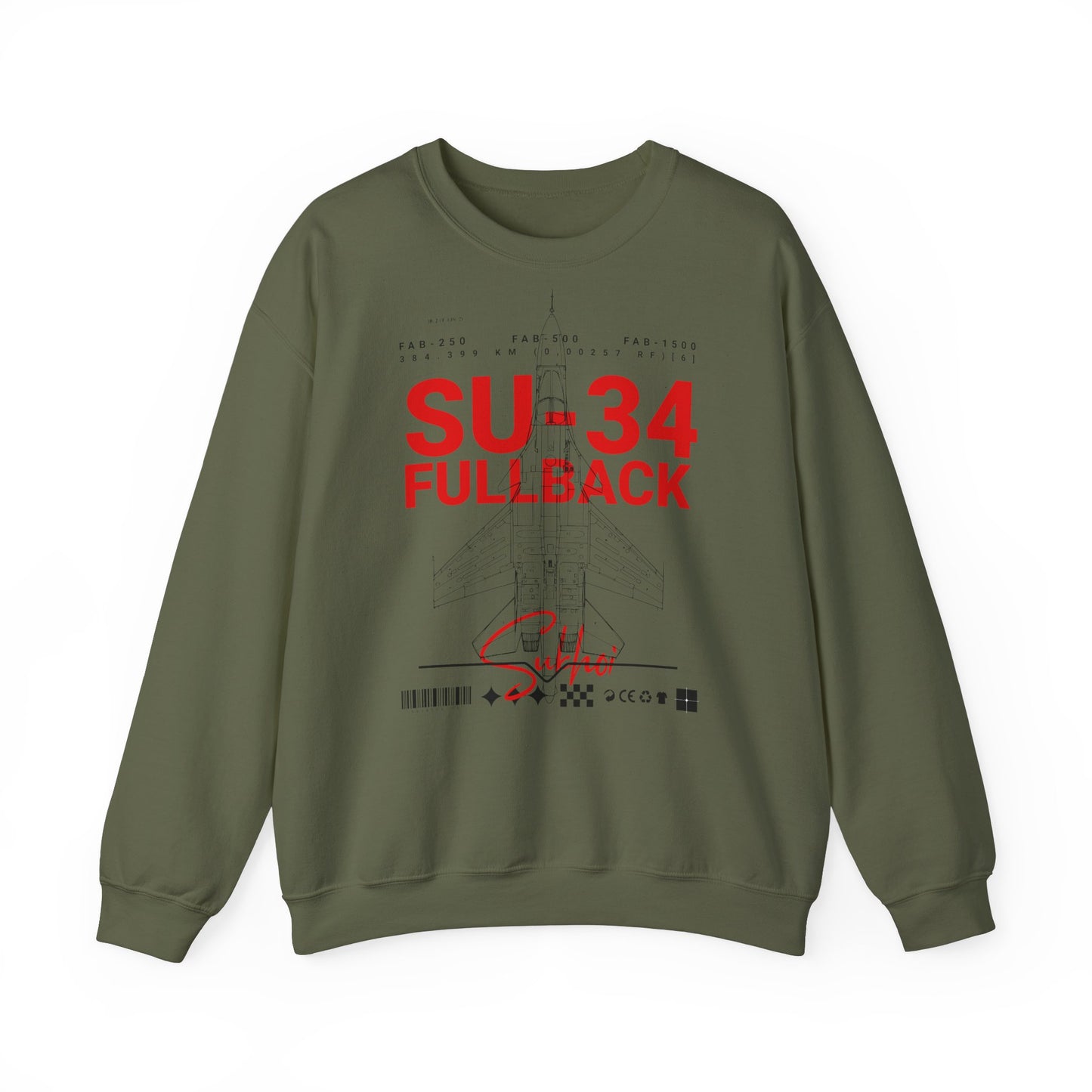 SU-34, sudadera unisex con cuello redondo