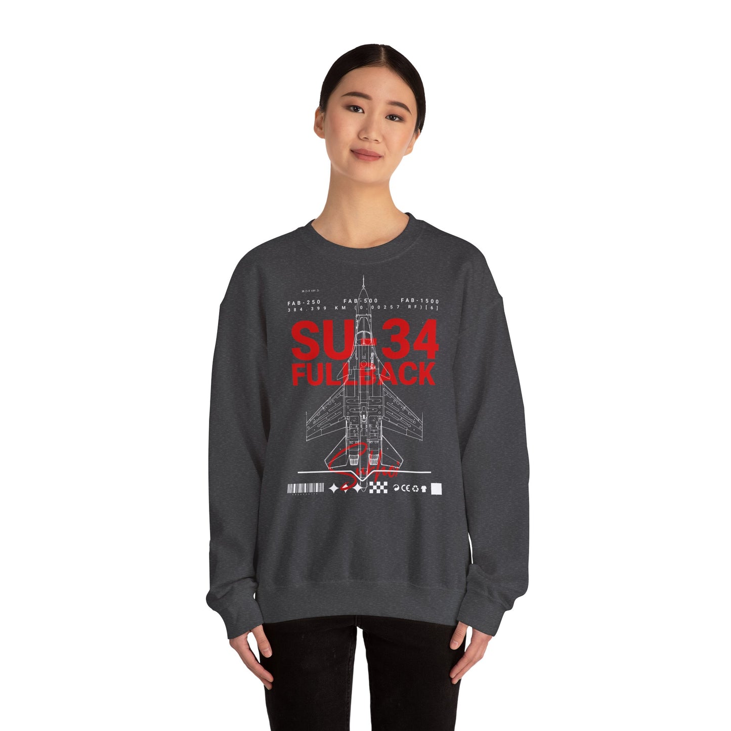 SU-34, sudadera unisex con cuello redondo