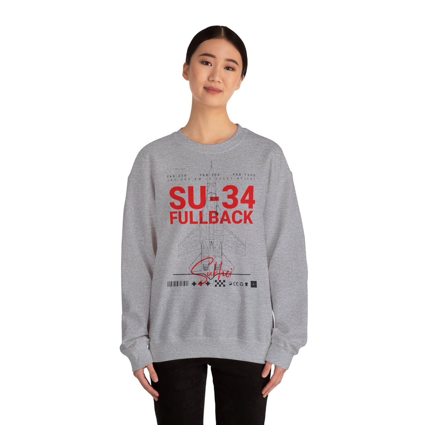 SU-34, sudadera unisex con cuello redondo