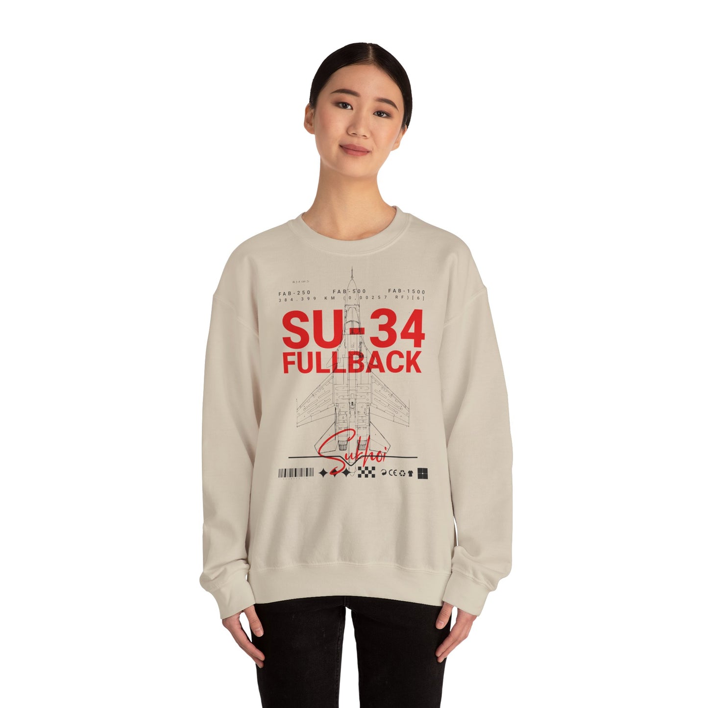 SU-34, sudadera unisex con cuello redondo