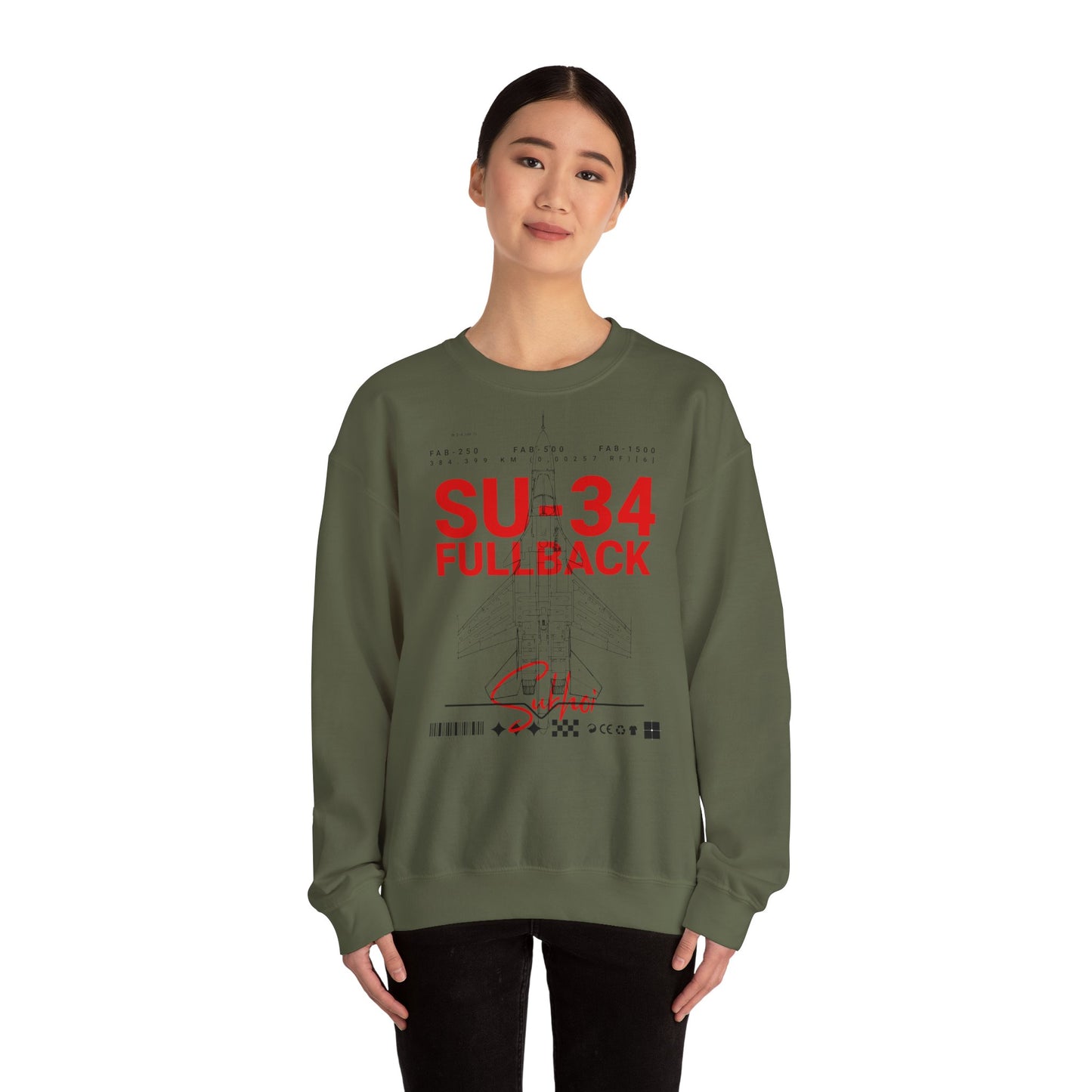 SU-34, sudadera unisex con cuello redondo