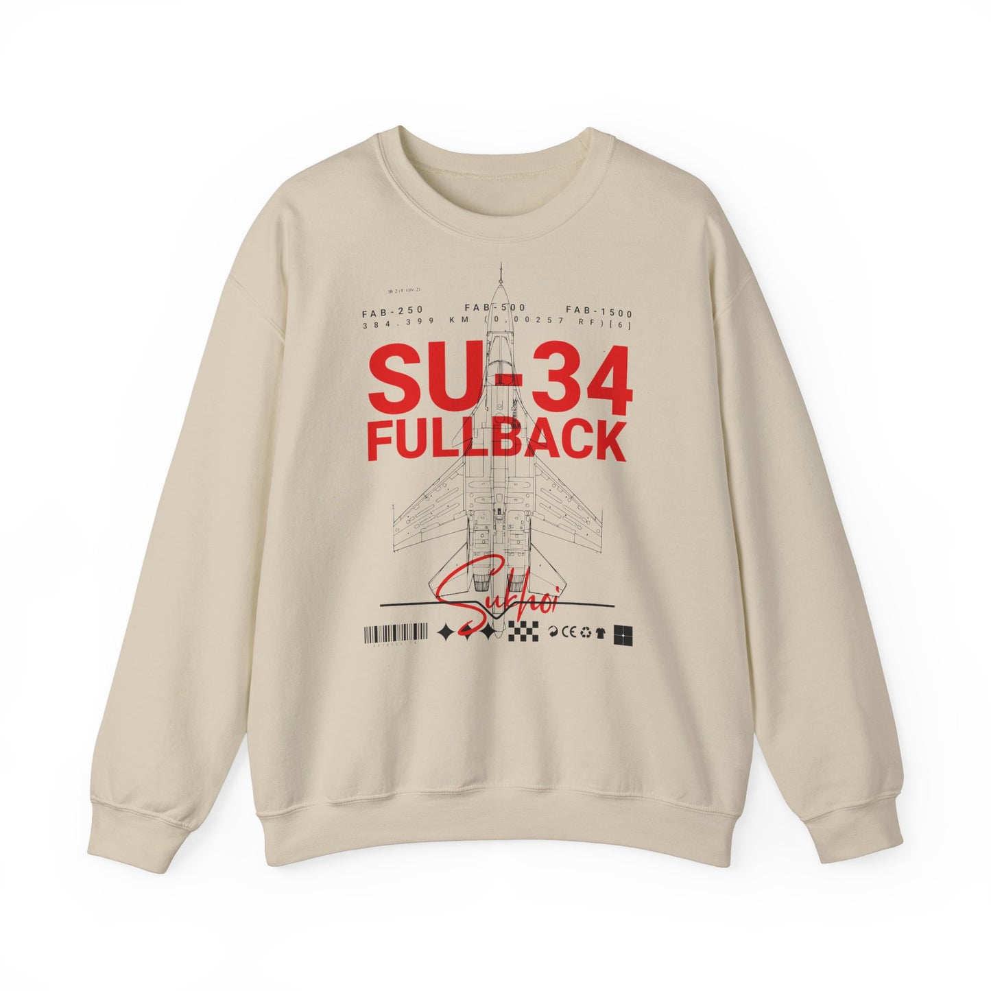 SU-34, sudadera unisex con cuello redondo